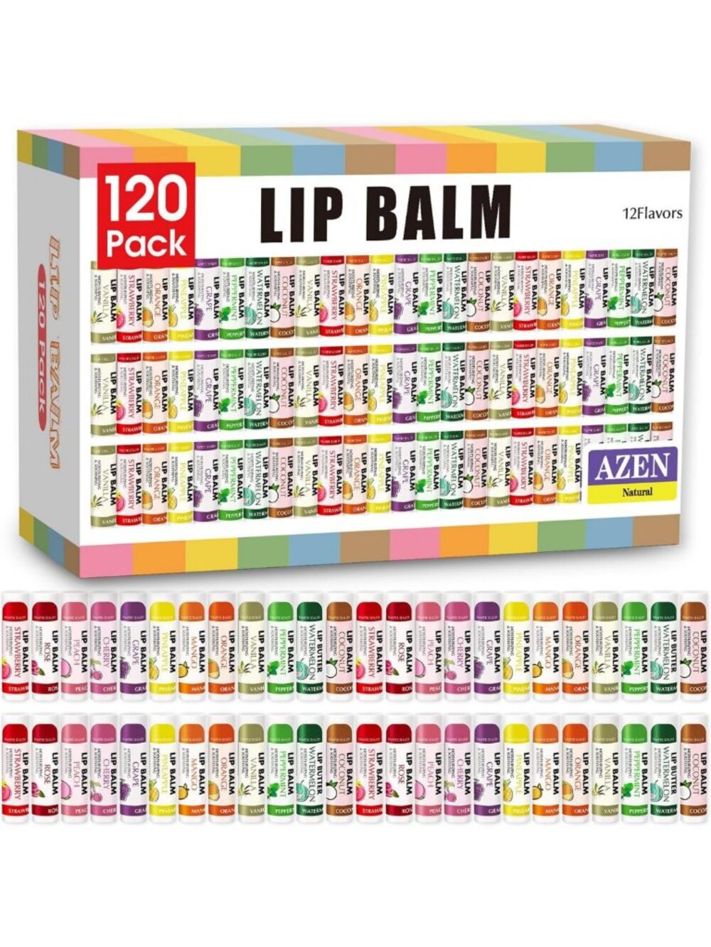 120 Pack Moisturizing Lip Balm Set - Perfect for Dry Cracked Lips, Gifts